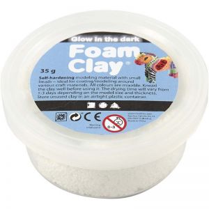 Masa modelarska Foam Clay 35g, biała, świecąca w ciemności,